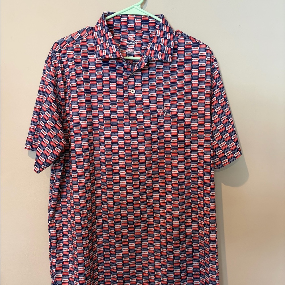 Rhoback Red and Blue Patterned Polo Shirt